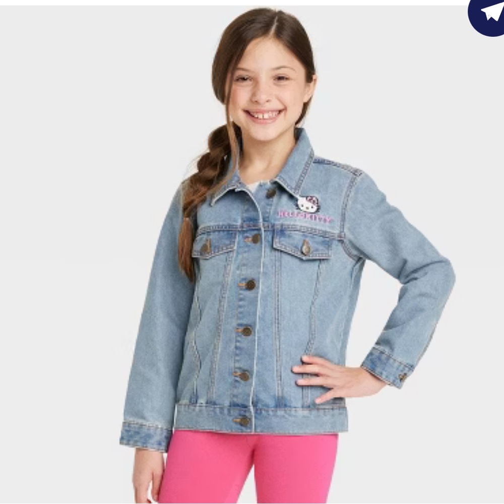 Sanrio Blue Denim Jacket with Pink Embroidery